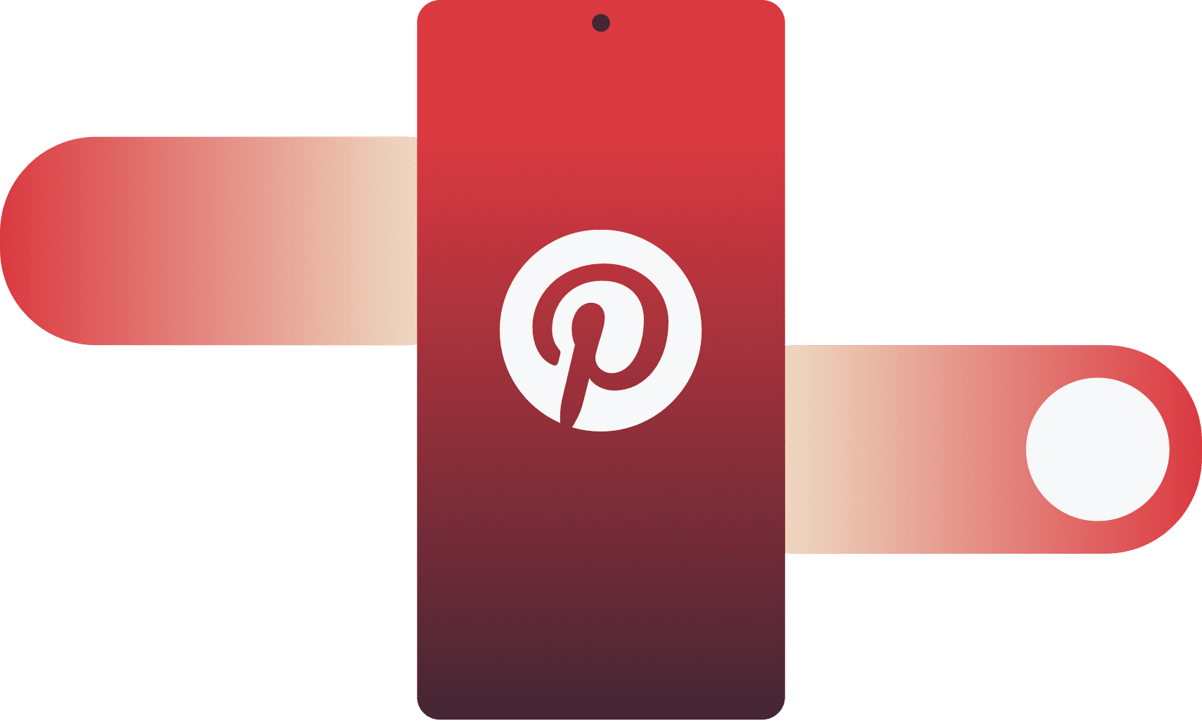 스와이프 제스처가 적용된 모바일 장치의 Pinterest 로고