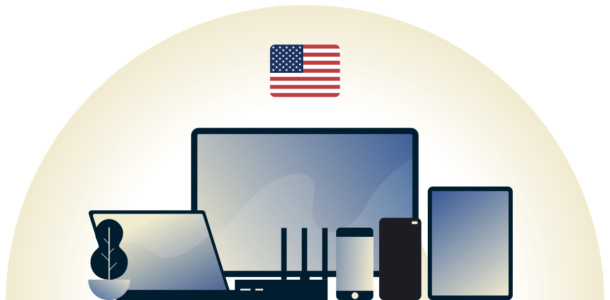 VPN สหรัฐอเมริกาที่กำลังปกป้องหลากหลายอุปกรณ์